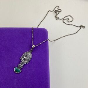 💛 Vintage 925 Peru Chyrsocolla Tumi Healing God Pendant Necklace | Serenity